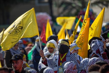 Palestinian Supporters Fatah Movement Wave Yellow Editorial Stock Photo