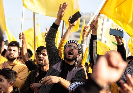 Palestinian Woman Fatah Supporter Wears Headband Editorial Stock Photo