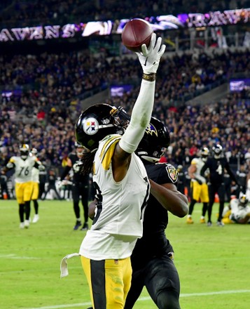 Diontae Johnson of the Pittsburgh Steelers celebrates following a   Steelers Pittsburgh steelers Pittsburgh steelers players