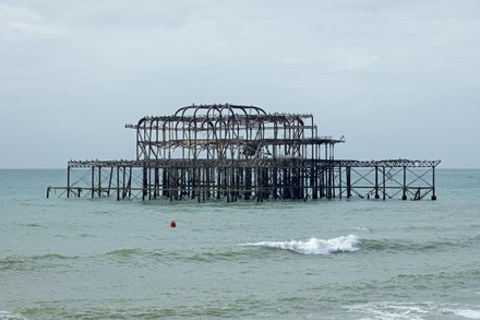 Ruin West Pier Destroyed By Fire Editorial Stock Photo - Stock Image
