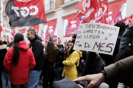 Inditex Workers Demonstrate Front Zara Store Editorial Stock Photo ...