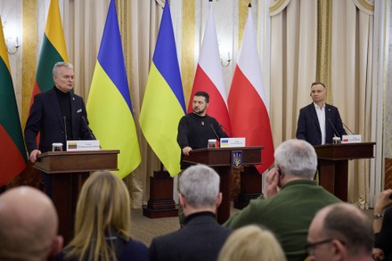 Ukrainian President Volodymyr Zelensky C Lithuanian Editorial Stock ...