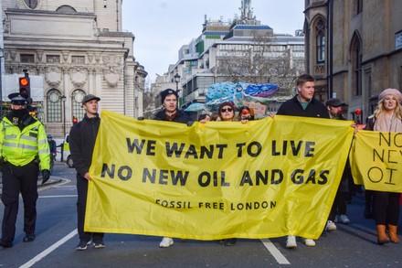 Protesters March Antifossil Fuel Banner During Editorial Stock Photo ...