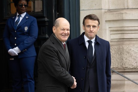 Olaf Scholz Emmanuel Macron Editorial Stock Photo - Stock Image