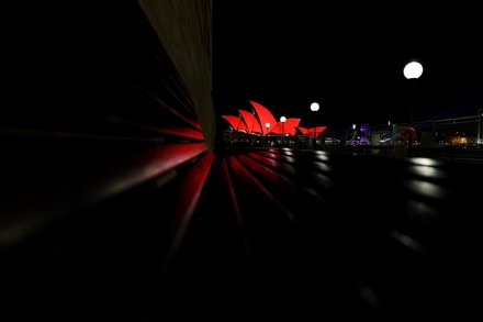 Sails Sydney Opera House Glow Red Editorial Stock Photo - Stock Image ...