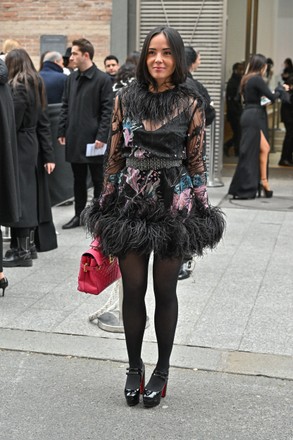 Agathe Auproux Arriving Elie Saab Show Foto de stock de contenido