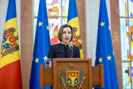 Moldovas President Maia Sandu Attends Joint Editorial Stock Photo ...