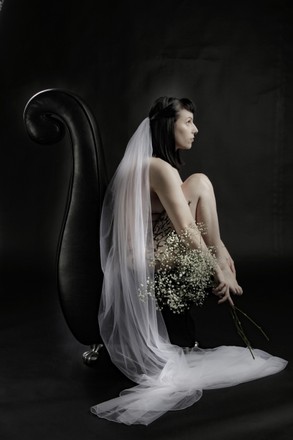 Bride Naked Young Woman Bridal Veil Editorial Stock Photo - Stock Image