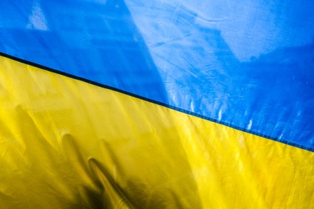 Ukrainian Flag Seen During Demonstration Solidarity Editorial Stock ...