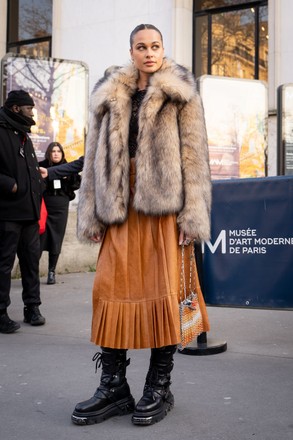 Sarah Lysander Wears Faux Fur Coat Editorial Stock Photo - Stock Image