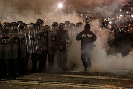 Georgian Police Uses Tear Gas Water Editorial Stock Photo - Stock Image ...