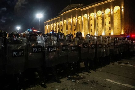 Georgian Riot Police Stand Line During Editorial Stock Photo - Stock ...