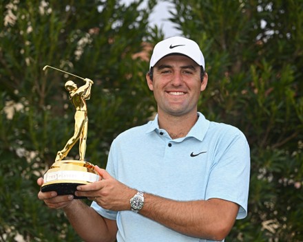 Scottie Scheffler Holds His Trophy After Editorial Stock Photo - Stock ...