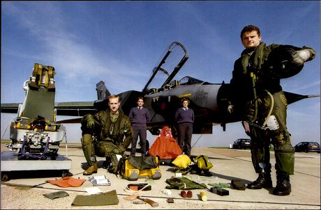 R.a.f. Tornado Crew With Their Survival Kit. Pilot Flt. Lt. Mike Baverstock (right) And Navigator Flt. Lt. Bill Brand.