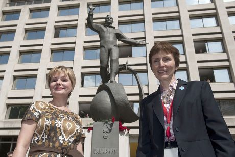 Statue of Russian cosmonaut Yuri Gagarin outside the British Council building, London, Britain - 14 Jul 2011