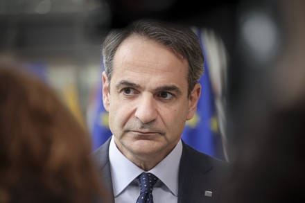 Prime Minister Greece Kyriakos Mitsotakis Talks Editorial Stock Photo ...