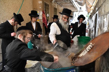 Ultraorthodox Jews Dip Cookware Boiling Water Editorial Stock Photo ...