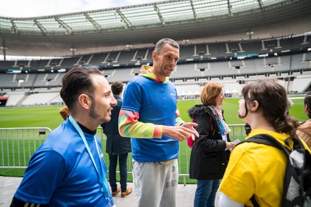 At the Stade de France, Mbappé plays with sick and disabled children 