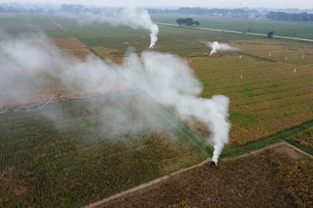 Aerial View White Smoke Clouds Burning Editorial Stock Photo - Stock ...