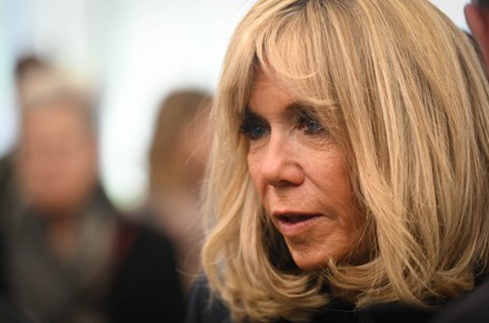 French Presidents Wife Brigitte Macron During Editorial Stock Photo