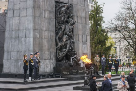 Menorah Burning Flame Front Warsaw Ghetto Editorial Stock Photo - Stock ...