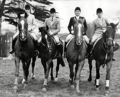 Britain's Olympic Show Jumping Team On Horseback 1960. Ann Townsend David Barker Pat Smythe And David Broome.