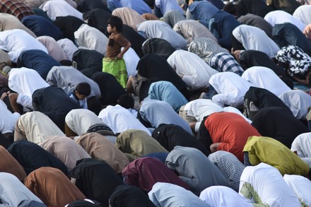 Muslims Carry Out Eid Alfitr Prayer Editorial Stock Photo - Stock Image ...