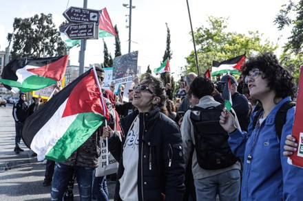 Leftwing Israeli Peace Activists Palestinians March Editorial Stock ...