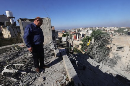 Palestinian Examines Damage Mohamed Soufs Home Editorial Stock Photo ...