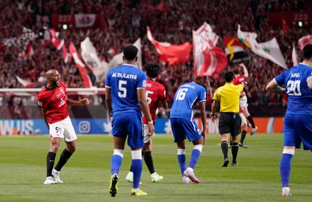 Players of Saudi Arabia's Al Hilal react after their team was defeated by  Japan's Urawa Red Diamonds after the AFC Champions League final match at  Saitama Stadium in Saitama, near Tokyo, Saturday