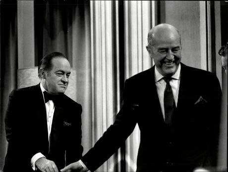 Comedian Bob Hope With Actor Ray Milland On Tv Show This Is Your Life 1970.