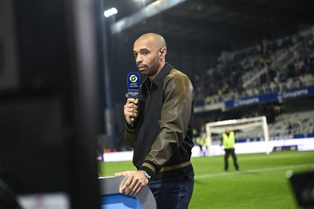 Auxerre, France. 21st May, 2023. Thierry Henry, consultant for  Prime  Video channel during the Ligue 1 Uber Eats football (soccer) match between  AJ Auxerre (AJA) and Paris Saint Germain (PSG) on