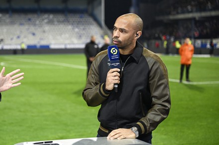 Auxerre, France. 21st May, 2023. Thierry Henry, consultant for  Prime  Video channel during the Ligue 1 Uber Eats football (soccer) match between  AJ Auxerre (AJA) and Paris Saint Germain (PSG) on