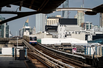 Bts Skytrain Arrives National Stadium Station Editorial Stock Photo Bts Skytrain Arrives National Stadium Station Editorial Stock Photo