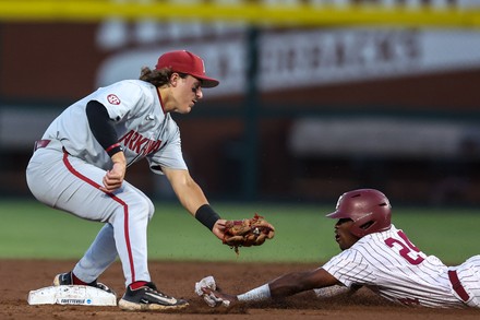 Catcher Throws To Second with Runner Trying Steal Editorial Stock