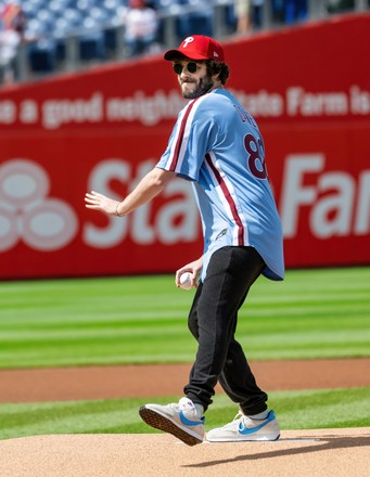 AJ Styles throws out the first pitch at the Philadelphia Phillies