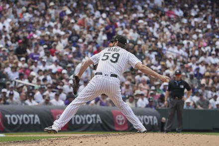 July 16 2023 New York pitcher Wandy Peralta (58) throws a pitch during the  game with New York Yankees and Colorado Rockies held at Coors Field in  Denver Co. David Seelig/Cal Sport