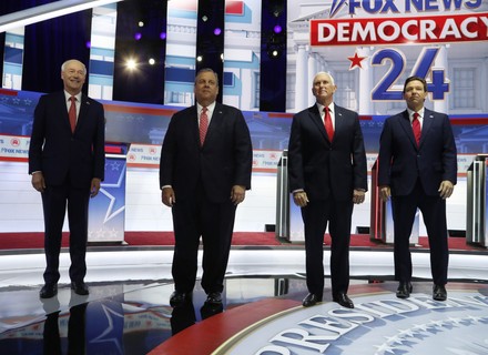 First 2024 Republican Presidential Debate, Milwaukee, USA - 23 Aug 2023 Immagine stock editoriale