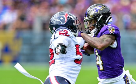 Baltimore Ravens' Zay Flowers during the first half of an NFL