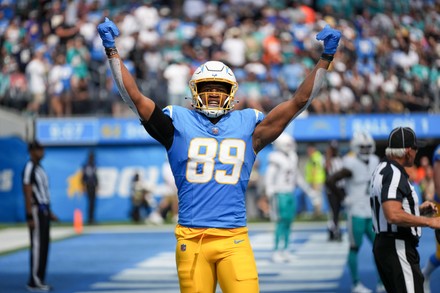 Los Angeles Chargers tight end Donald Parham (89) celebrates his