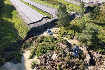Landslide on E6 Stenungsund, Sweden - 24 Sep 2023 Redaktionelt stock-billede