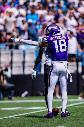 Justin Jefferson of the Minnesota Vikings celebrates a first down