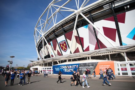 A general view outside the stadium before the game between