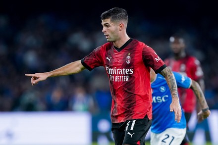 Christian Pulisic Ac Milan Gestures During Editorial Stock Photo