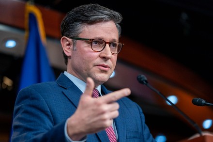 Speaker House Mike Johnson Responds Question Editorial Stock Photo ...