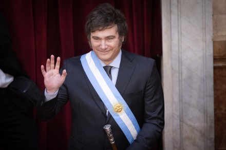 Argentinas New President Javier Milei Waves Editorial Stock Photo ...