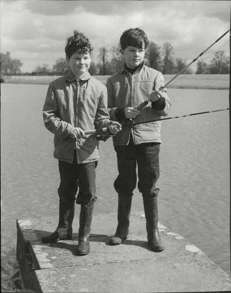 Two Young Fishing Brothers Harry Fane Aged 9 And Lord Burghersh (16th Earl Of Westmorland) Aged 10 Right Sons Of Earl And Countess Of Westmorland Seen Fishing At Badminton Lake