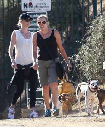 Charlize Theron and mum Gerda Theron walking the dogs at Runyon Canyon, Los Angeles, America - 12 Oct 2011