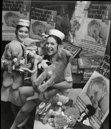 Judy Buxton And Lynda Bellingham Dressed As Nurses For Evening News's Toy For A Sick Child Campaign 1972.