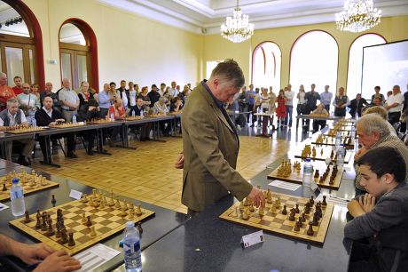 Anatoly Karpov plays 30 simultaneous chess games, Menton, France - 29 Oct 2011